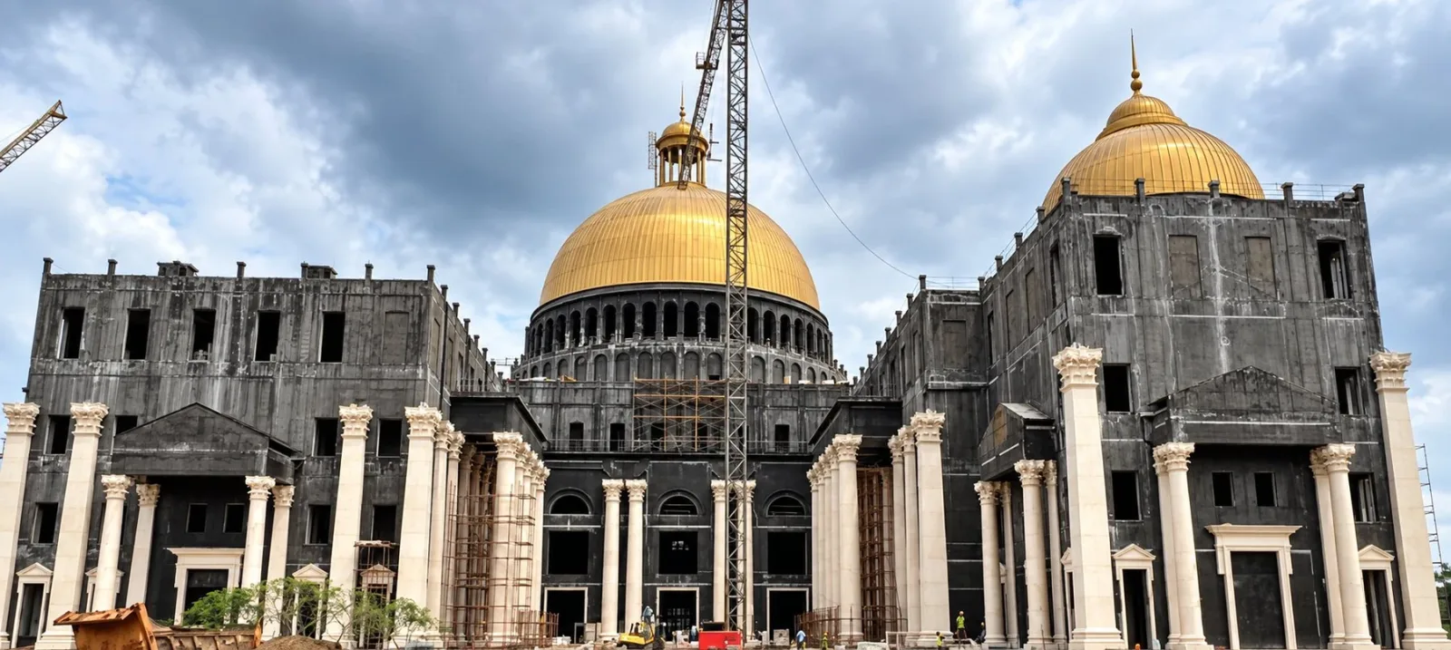 Presidential Palace O, Oyala — golden domes under construction
