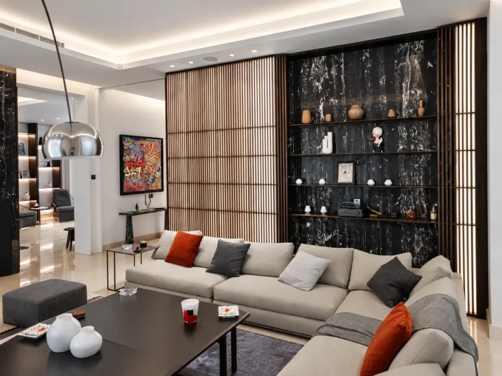 Villa G, Lebanon — lounge and display shelving