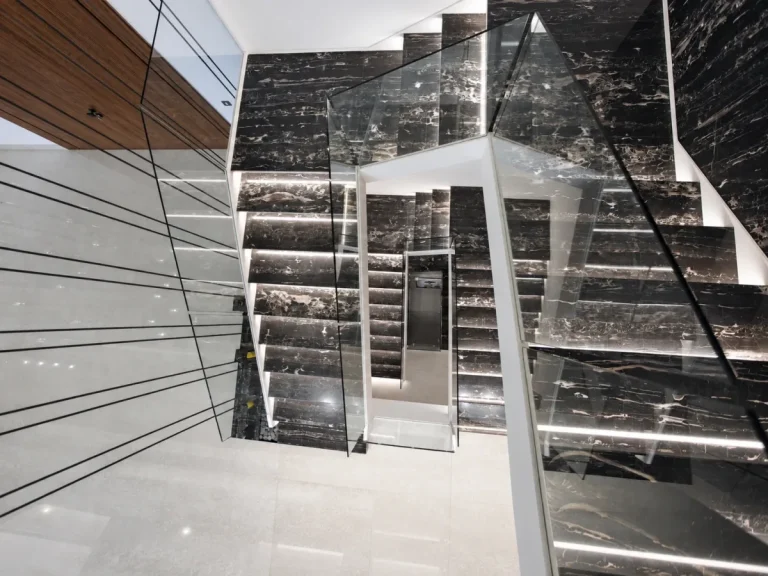 Villa Z, Dubai — marble and glass staircase